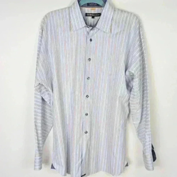 Men's Striped Engineered Fit XMI Signature Dress Shirt Size L - Picture 2 of 4